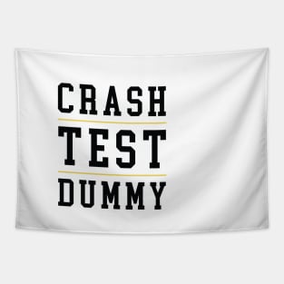 Crash Test Dummy Yellow Dark Black Text with Yellow Line Separated Tapestry