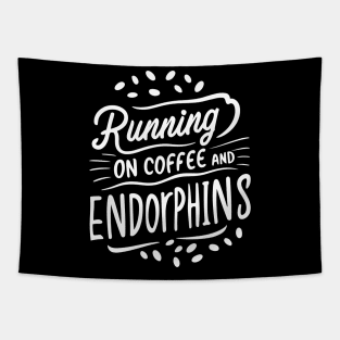 Running on Coffee and Endorphins Tapestry