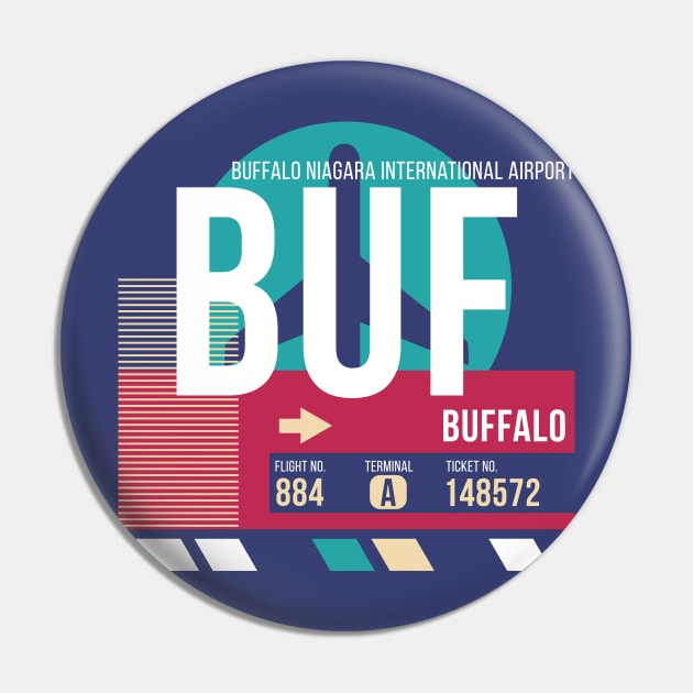 Buffalo, New York (BUF) Airport Code Baggage Tag Pin by SLAG_Creative