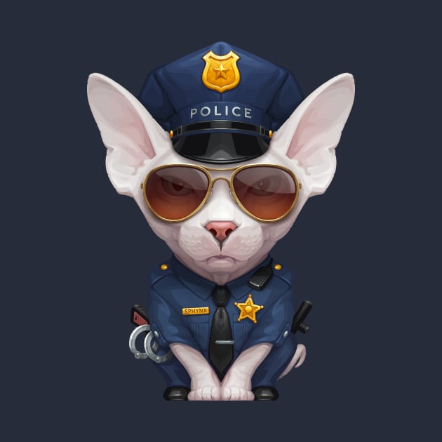 White Sphynx Cat Police Officer by stonemask