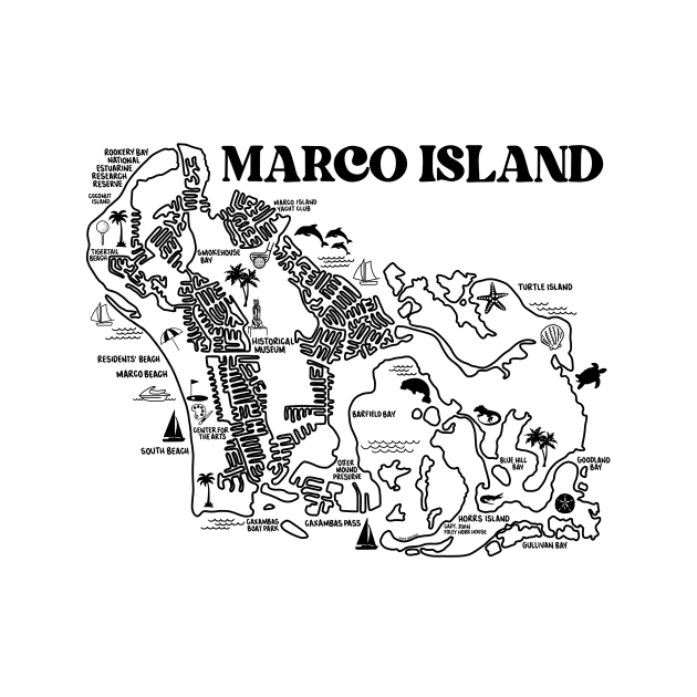 Marco Island Map White by fiberandgloss