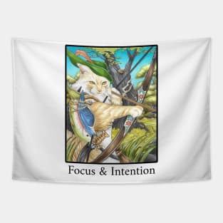 Cat Hunter - Focus & Intention - Black Lettering Version Tapestry