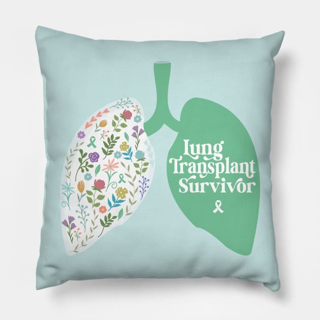 Lung Transplant Survivor Retro Vintage Wildflowers Pillow by Wildey Design