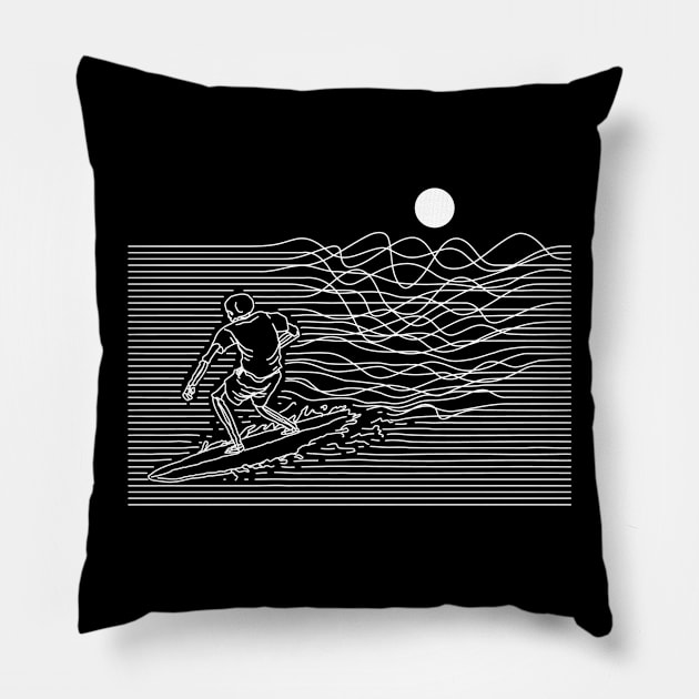 Surf Line (for Dark Color) Pillow by quilimo