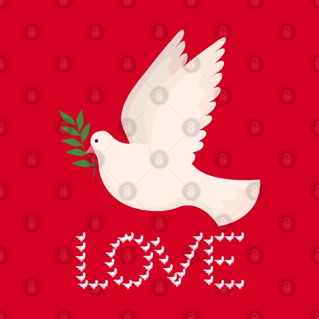 PEACE DOVE SENDING PEACE AND LOVE TO THE WORLD by KutieKoot T's