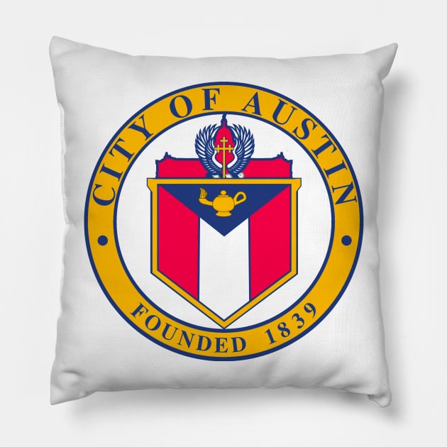 Austin Flag Seal Design Pillow by zsonn