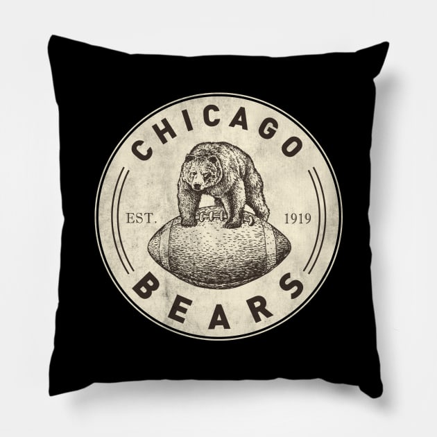 Vintage Chicago Bears 1 by Buck Tee Pillow by Buck Tee