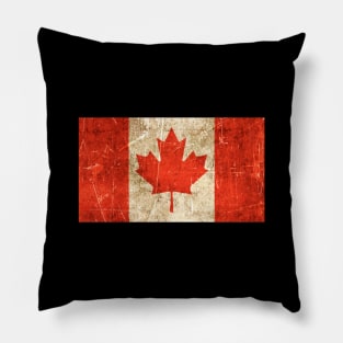 Vintage Aged and Scratched Canadian Flag Pillow