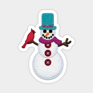 Felt Look Snowman with Cardinal | Christmas Ornies by Cherie(c)2021 Magnet