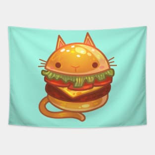 Cute Cat Burger Tapestry