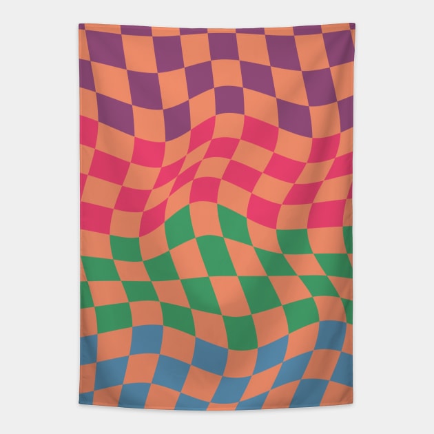 Colorful Checkerboard Pattern 2 Tapestry by Colorable