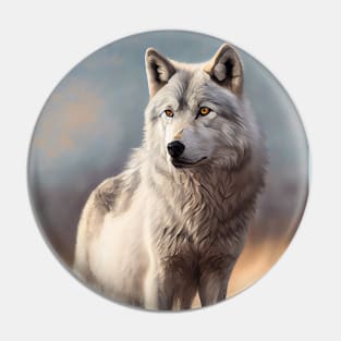 Arctic Gray Wolf-Oil paint Pin