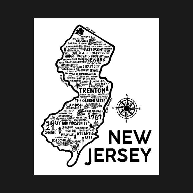 New Jersey Map by fiberandgloss