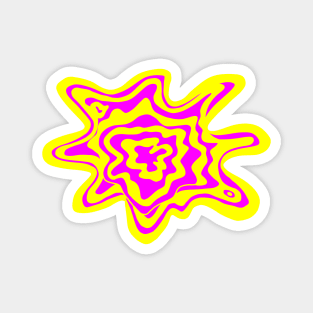 Trippy Topographic Contour Fluid Line Art Graphic Pink and Yellow Magnet