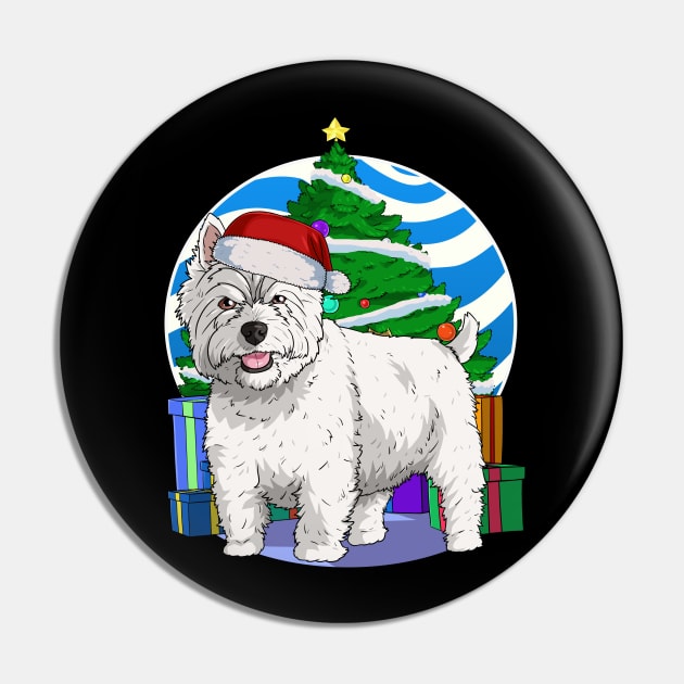 West Highland White Terrier Dog Cute Santa Christmas Pin by Noseking