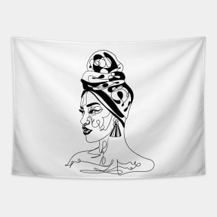 Minimalist Female Line Art Design - Woman Empowerment Tapestry