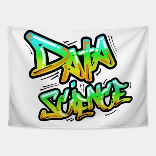 Data Science Graffiti Blue | Hip Hop Urban Street Art Spray Paint Black Tapestry