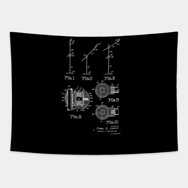 Microphone Stand Vintage Patent Drawing Funny Novelty Tapestry by TheYoungDesigns