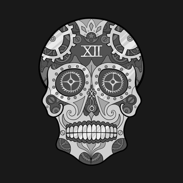 Clockwork Sugar Skull (Gray) by AshTulio