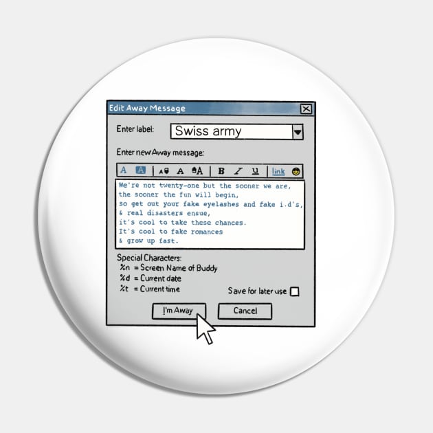 Away Message Pin by Amyologist Draws