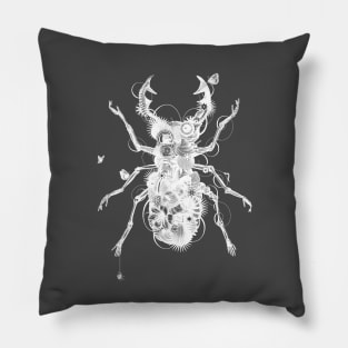 Stag Beetle White Pillow