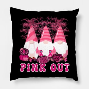 Pink Out Breast Cancer Awareness Gnomes and Football Pillow