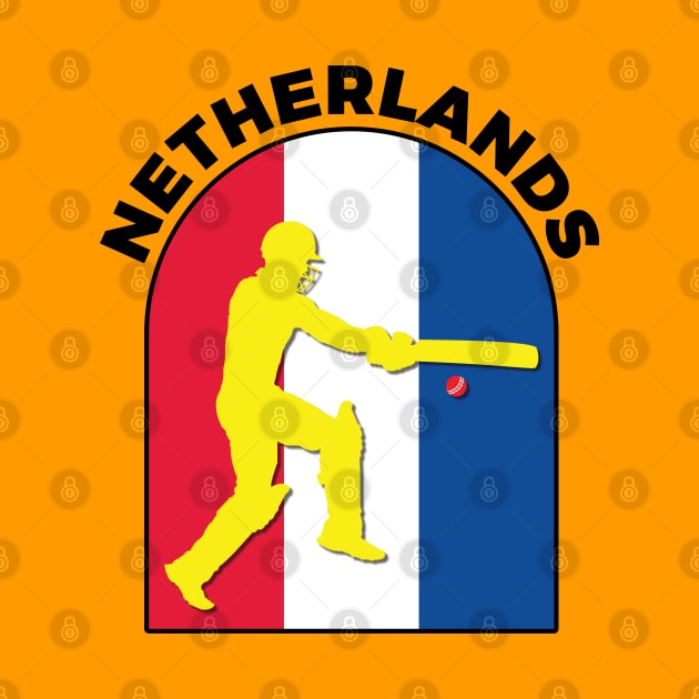 Netherlands Cricket Batsman Netherlands Flag by DPattonPD