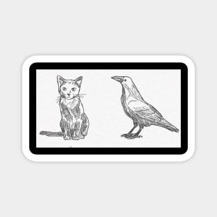 Cat and Crow Magnet