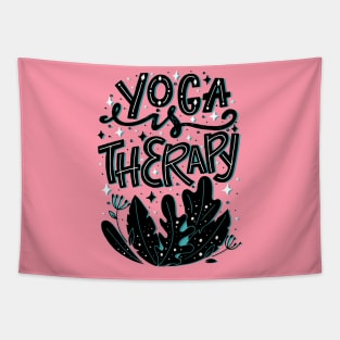 Yoga Is Therapy Fitness Quote Artwork Tapestry