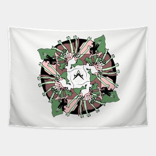 Peacock No-Liner Red Green Tapestry