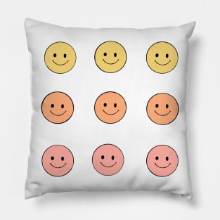 Pastel Smiley Faces Pink Orange Yellow Pillow