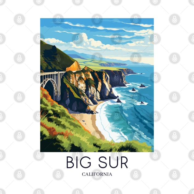 A Pop Art Travel Print of Big Sur - California - US by Studio Red Koala