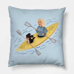 Kayaking with Cavalier King Charles Spaniel Dog Pillow