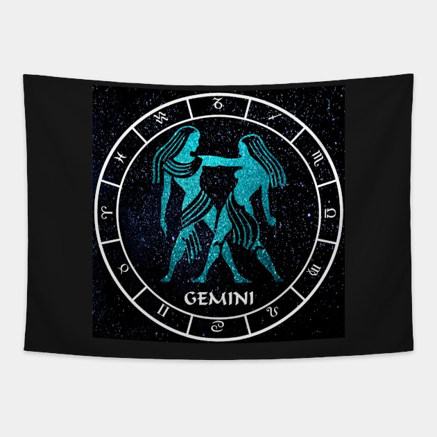 Gemini - Zodiac Sign Tapestry by KimberlyFizzArt