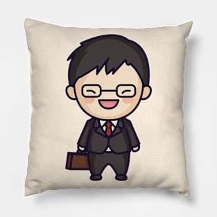 Cute Japanese Businessman Cartoon Pillow