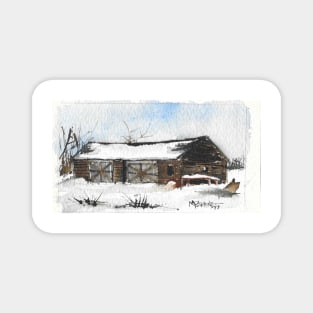 Snowy New England Barn Magnet