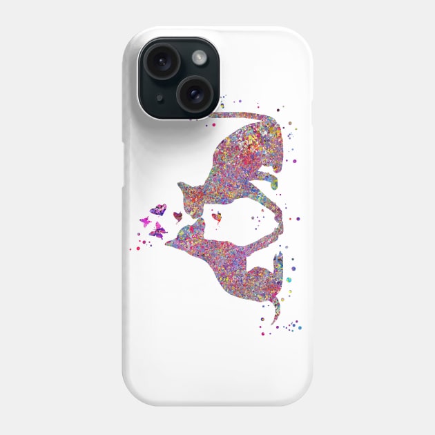 Cat and dog kissing Phone Case by RosaliArt