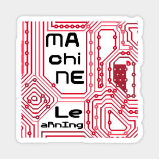 Machine Learning Computer Micro Chip Black Red Magnet