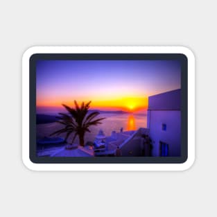 Purple Sunset In Santorini Magnet