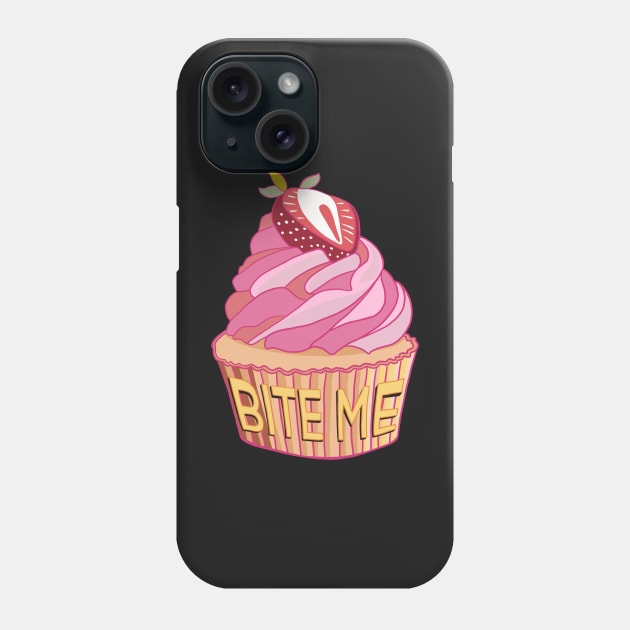 Pink Bite Me Cup Cake Phone Case by Apescribbles