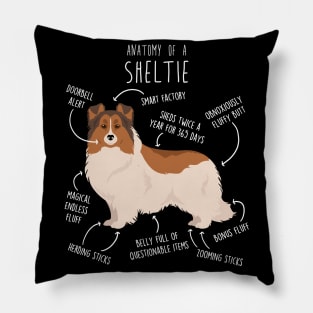 Color Headed White Sheltie Shetland Sheepdog Anatomy Pillow