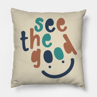 See the Good with Smiley Face Pillow