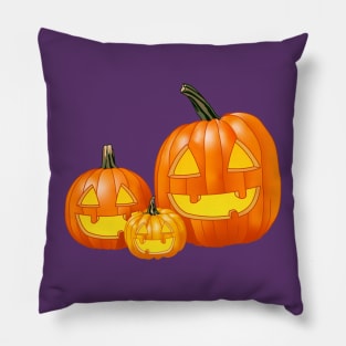 Jack-O-Lantern Trio (Purple) Pillow