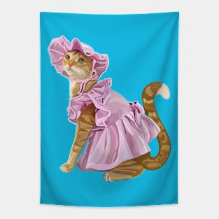 Girly Ginger Kitty Dress Up Time Tapestry