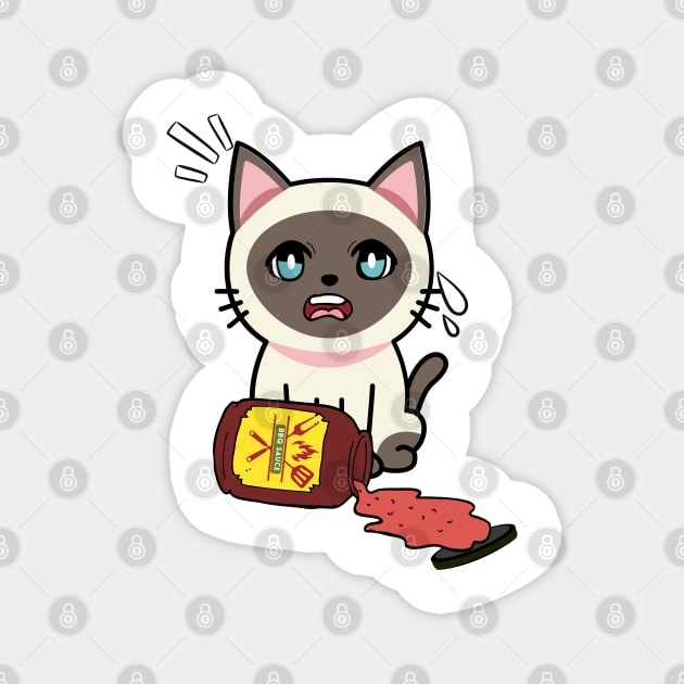 Funny siamese cat Spills BBQ Sauce Magnet by Pet Station