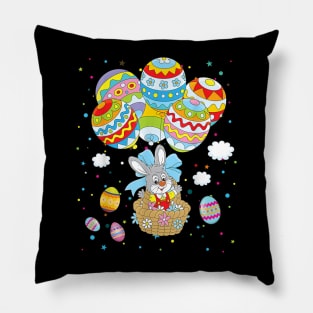 Bunny Rabbit Easter Eggs Balloons Happy Easter Day Funny Pillow