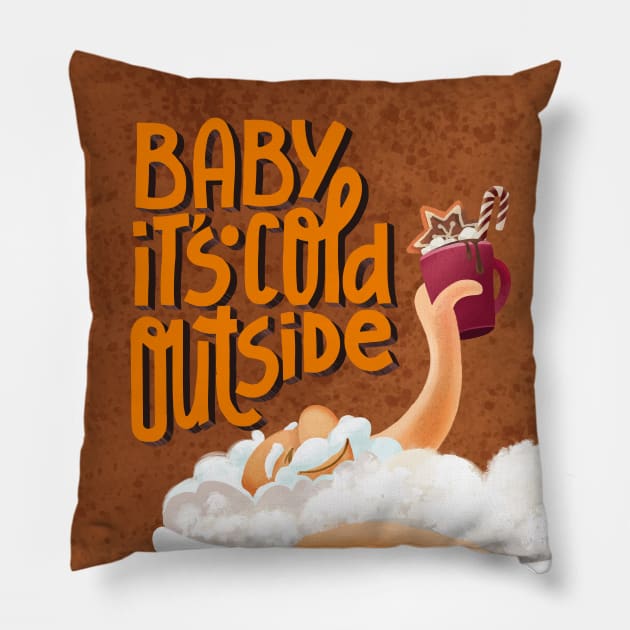 Baby it's cold outside Pillow by shurubchi