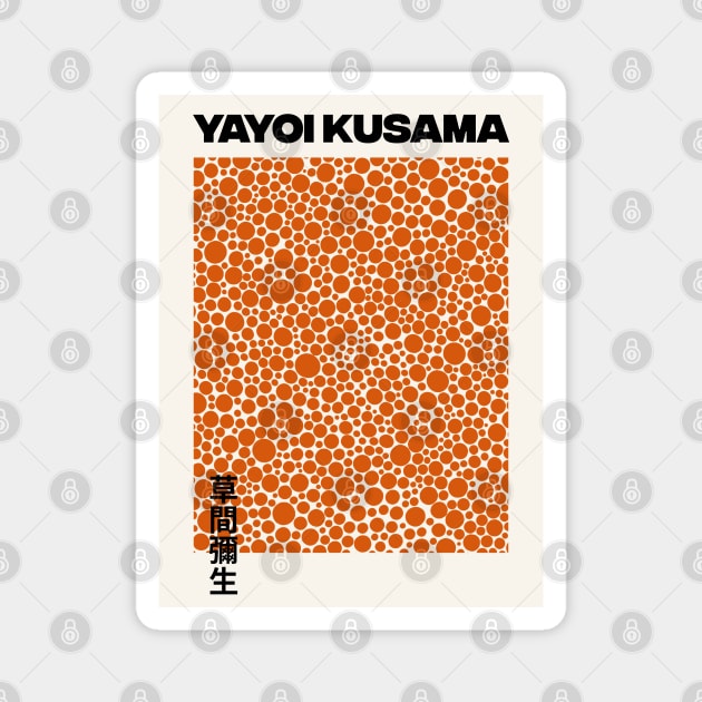 Yayoi Kusama Orange Dots Exhibition Art Design Magnet by VanillaArt