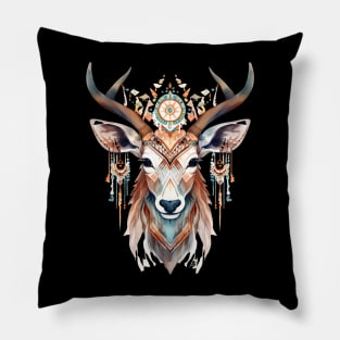 Watercolor Boho Deer #1 Pillow