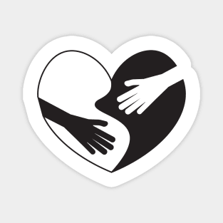 Black White Heart and Hands Magnet